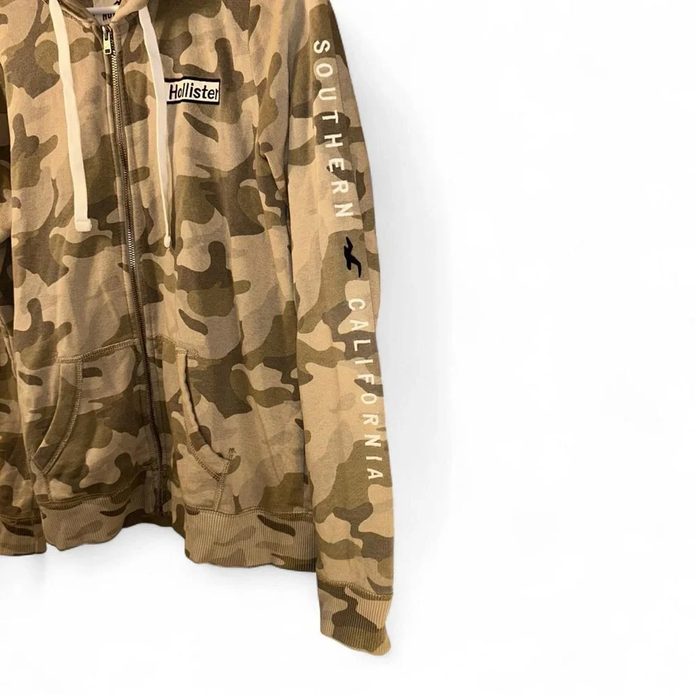 Y2K hollister camo zip up hoodie womens size L - Picture 2 of 7